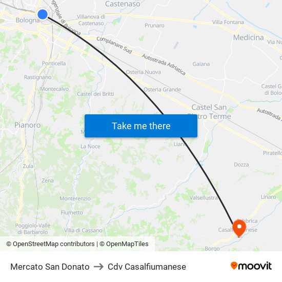 Mercato San Donato to Cdv Casalfiumanese map