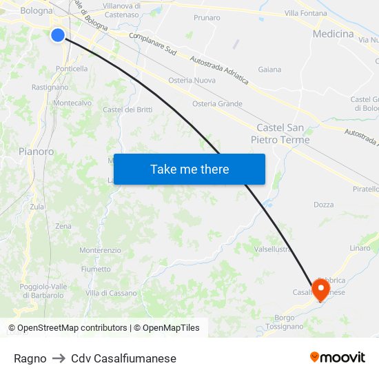 Ragno to Cdv Casalfiumanese map