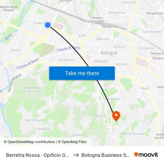 Berretta Rossa - Opificio Golinelli to Bologna Business School map