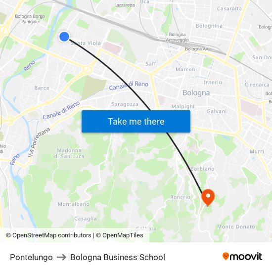 Pontelungo to Bologna Business School map