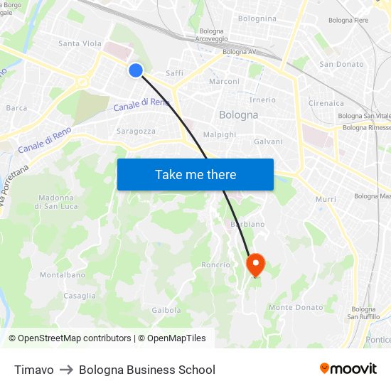 Timavo to Bologna Business School map