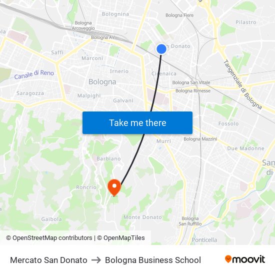 Mercato San Donato to Bologna Business School map