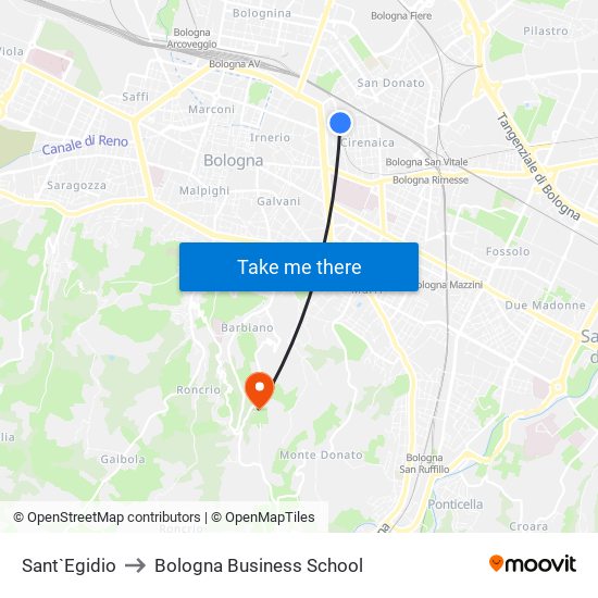 Sant`Egidio to Bologna Business School map