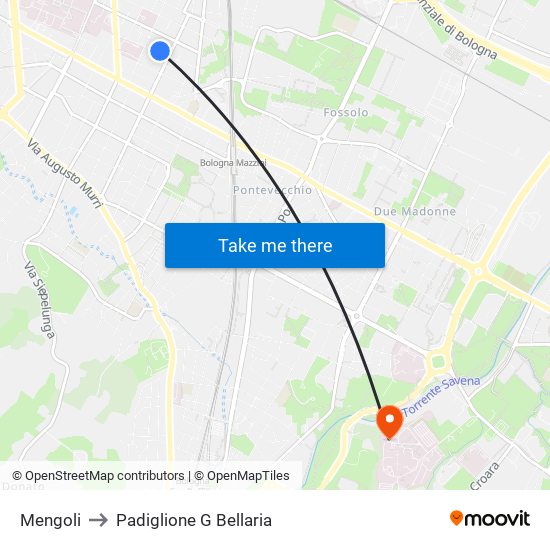 Mengoli to Padiglione G Bellaria map