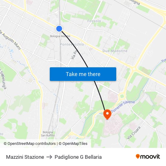 Mazzini Stazione to Padiglione G Bellaria map