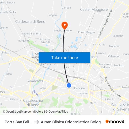 Porta San Felice to Airam Clinica Odontoiatrica Bologna map