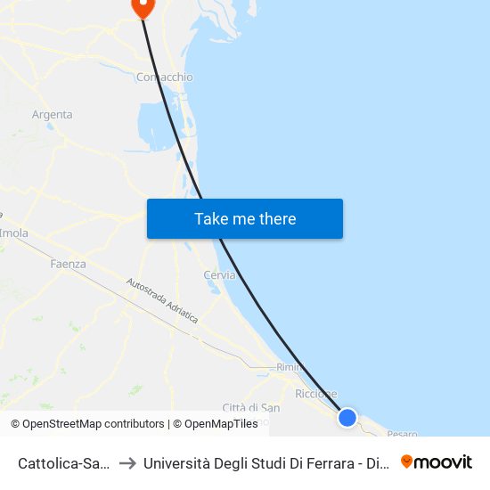 Cattolica-San Giovanni-Gabicce to Università Degli Studi Di Ferrara - Dipartimento Di Infermieristica - Sede Di Codigoro map