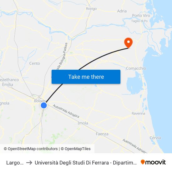 Largo Lercaro to Università Degli Studi Di Ferrara - Dipartimento Di Infermieristica - Sede Di Codigoro map