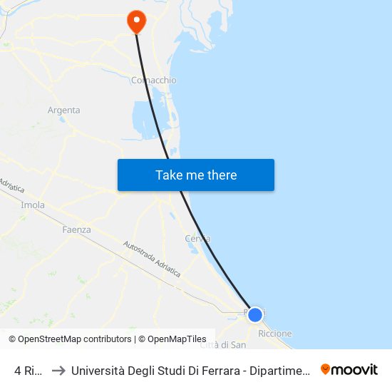 4 Rimini FS to Università Degli Studi Di Ferrara - Dipartimento Di Infermieristica - Sede Di Codigoro map