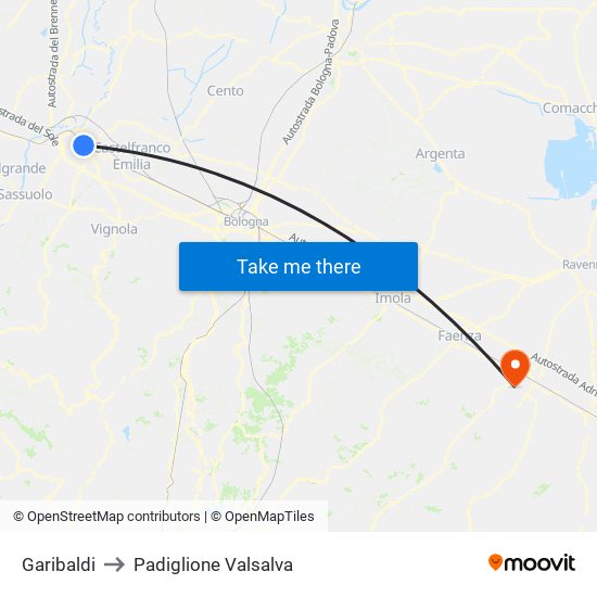 Garibaldi to Padiglione Valsalva map