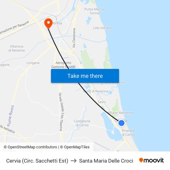 Cervia (Circ. Sacchetti Est) to Santa Maria Delle Croci map