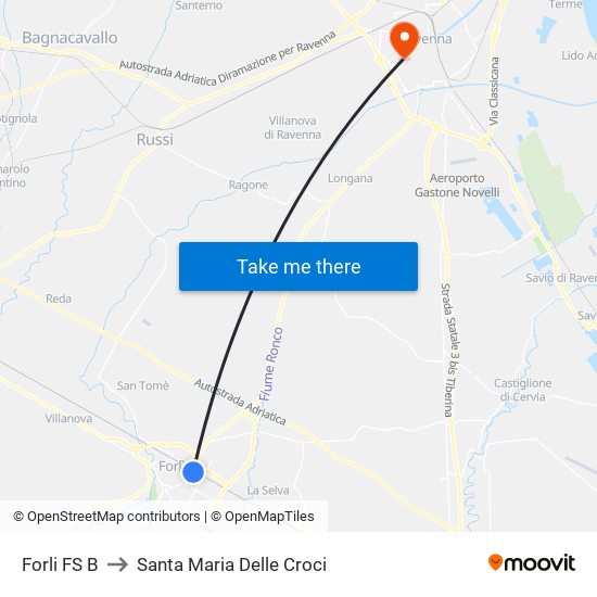 Forli FS B to Santa Maria Delle Croci map