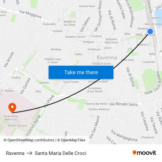 Ravenna to Santa Maria Delle Croci map