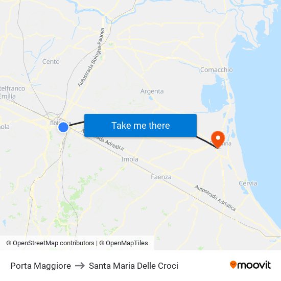 Porta Maggiore to Santa Maria Delle Croci map