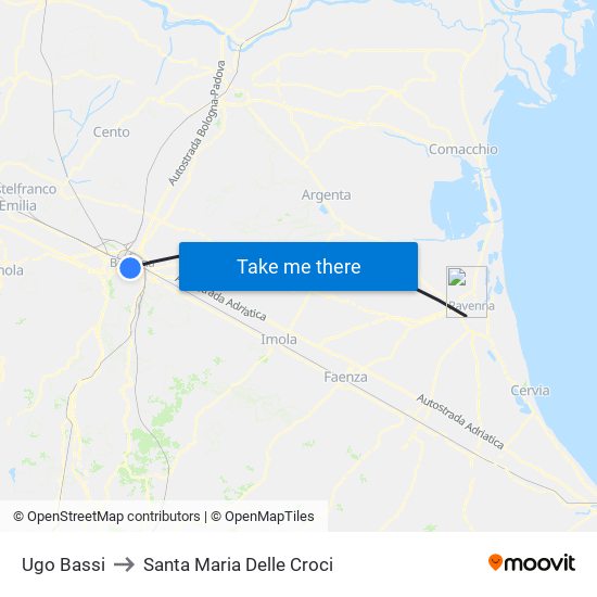 Ugo Bassi to Santa Maria Delle Croci map