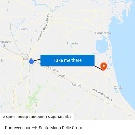 Pontevecchio to Santa Maria Delle Croci map