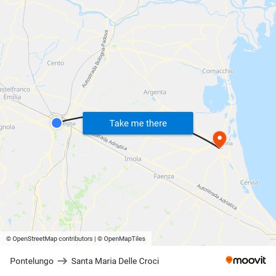 Pontelungo to Santa Maria Delle Croci map