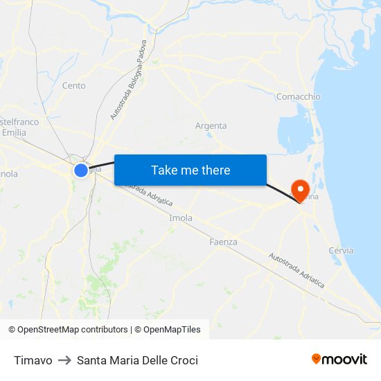 Timavo to Santa Maria Delle Croci map