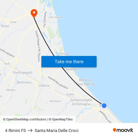 4 Rimini FS to Santa Maria Delle Croci map