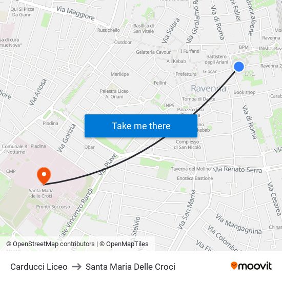 Carducci Liceo to Santa Maria Delle Croci map