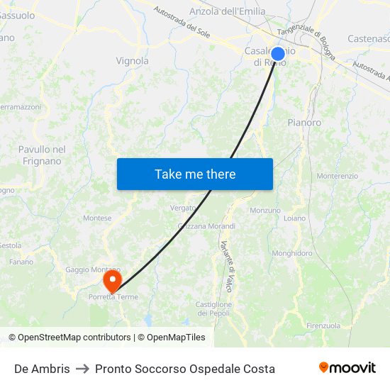 De Ambris to Pronto Soccorso Ospedale Costa map