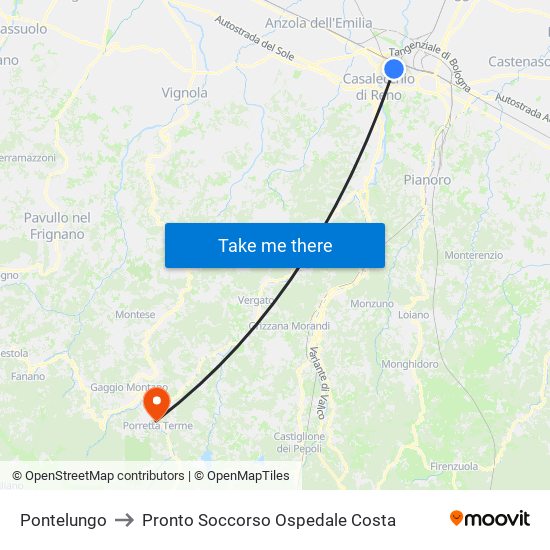 Pontelungo to Pronto Soccorso Ospedale Costa map