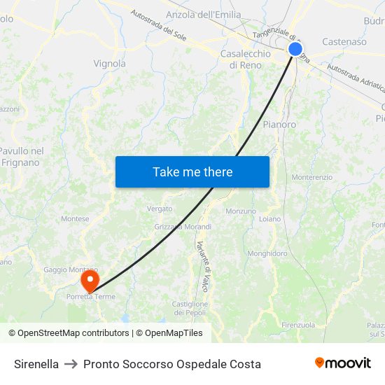 Sirenella to Pronto Soccorso Ospedale Costa map