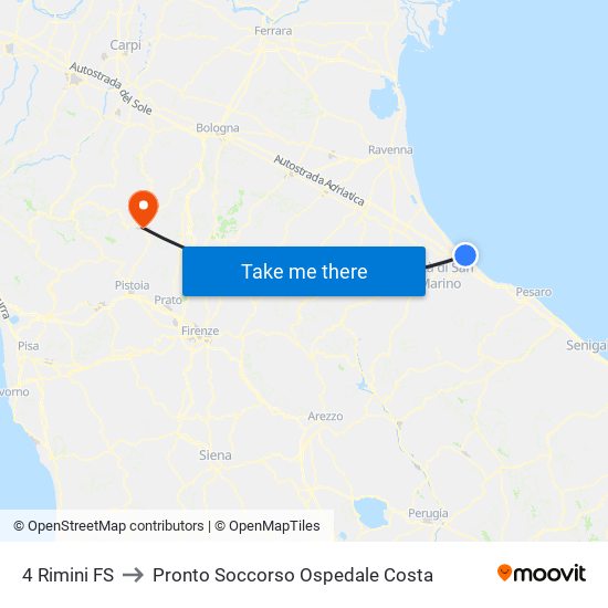 4 Rimini FS to Pronto Soccorso Ospedale Costa map