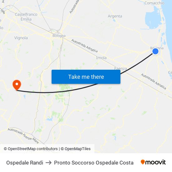 Ospedale Randi to Pronto Soccorso Ospedale Costa map