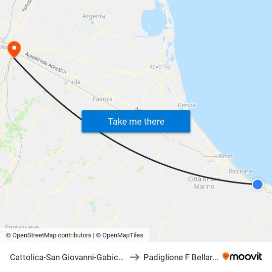 Cattolica-San Giovanni-Gabicce to Padiglione F Bellaria map