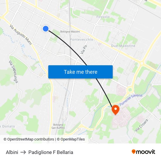 Albini to Padiglione F Bellaria map