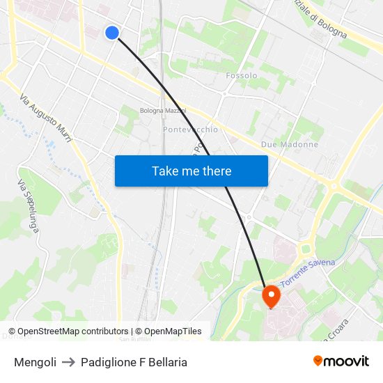 Mengoli to Padiglione F Bellaria map