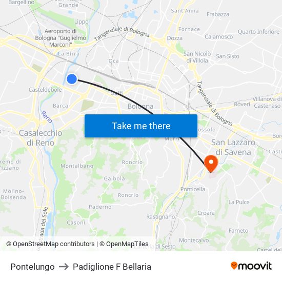 Pontelungo to Padiglione F Bellaria map