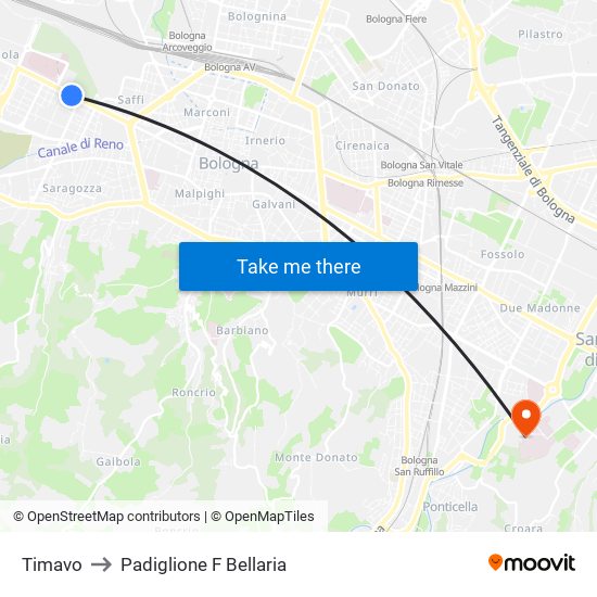 Timavo to Padiglione F Bellaria map