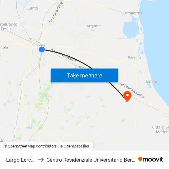 Largo Lercaro to Centro Residenziale Universitario Bertinoro map