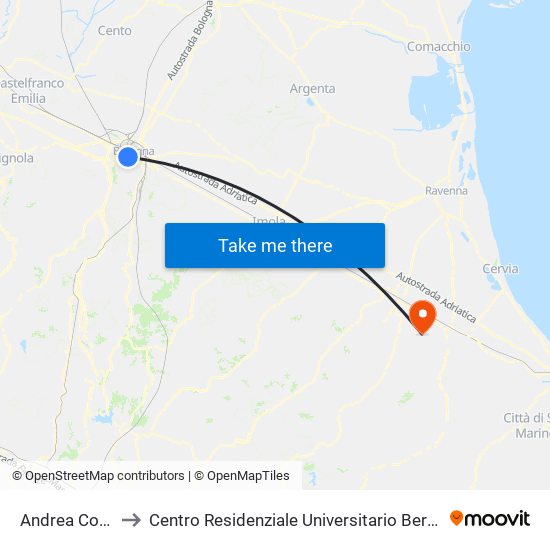 Andrea Costa to Centro Residenziale Universitario Bertinoro map