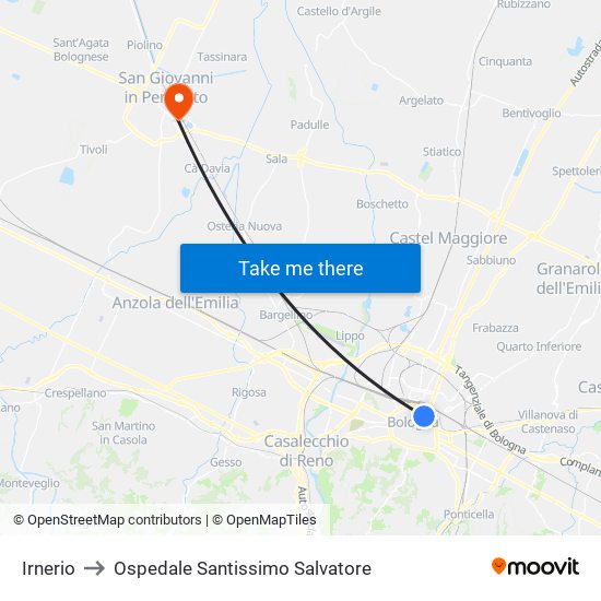 Irnerio to Ospedale Santissimo Salvatore map