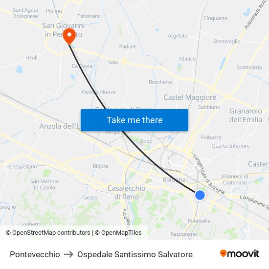 Pontevecchio to Ospedale Santissimo Salvatore map