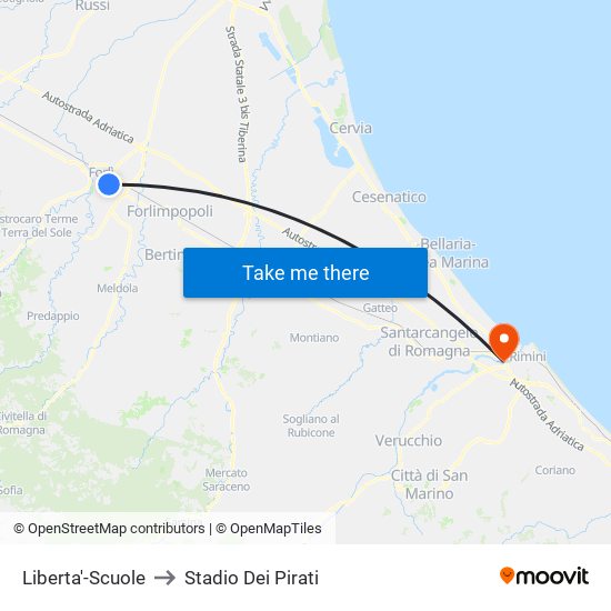 Liberta'-Scuole to Stadio Dei Pirati map