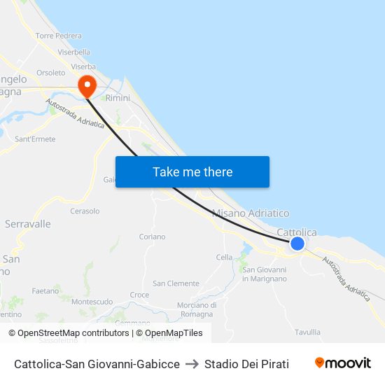 Cattolica-San Giovanni-Gabicce to Stadio Dei Pirati map