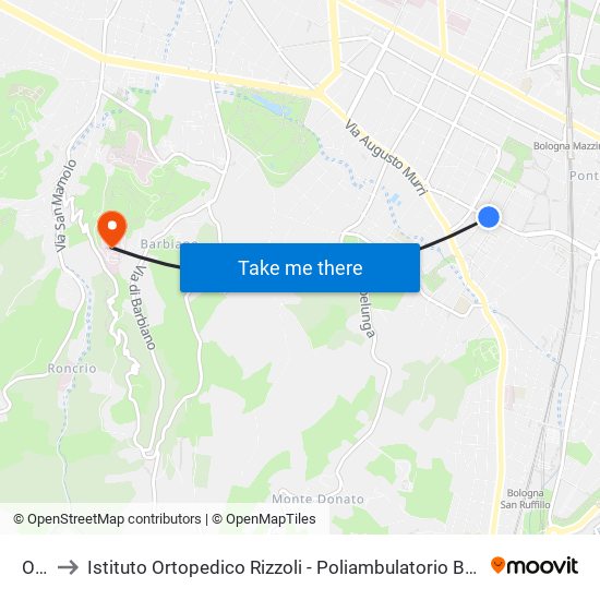 Orti to Istituto Ortopedico Rizzoli - Poliambulatorio Barbiano map
