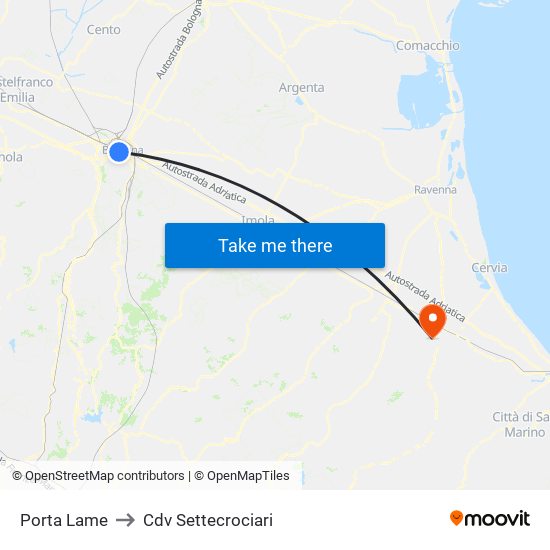 Porta Lame to Cdv Settecrociari map