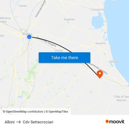 Albini to Cdv Settecrociari map