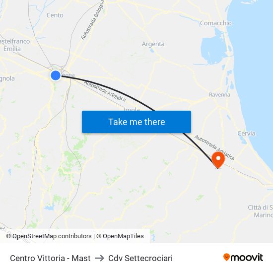 Centro Vittoria - Mast to Cdv Settecrociari map