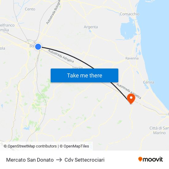 Mercato San Donato to Cdv Settecrociari map