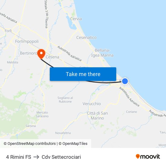 4 Rimini FS to Cdv Settecrociari map