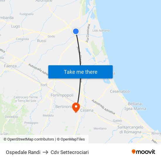Ospedale Randi to Cdv Settecrociari map