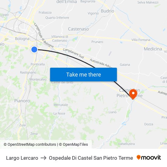 Largo Lercaro to Ospedale Di Castel San Pietro Terme map