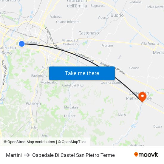 Martini to Ospedale Di Castel San Pietro Terme map