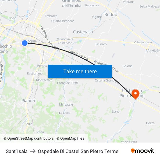 Sant`Isaia to Ospedale Di Castel San Pietro Terme map